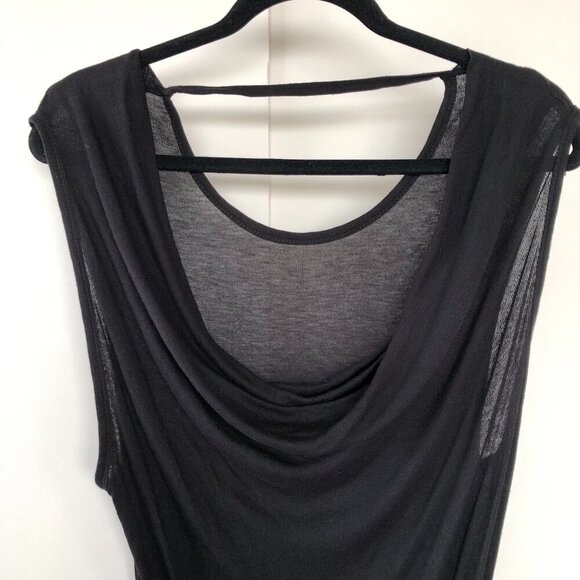 Tβ by ALEXANDER WANG Drape-Back Above Knee/Mini Rayon Sleeveless Black Dress S - Picture 7 of 13